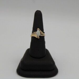 Vintage 14K Gold Marquise Opal Diamond Ring